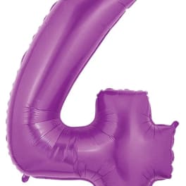 Purple foil balloon shaped like the number 4