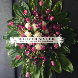 Pink and white theme wreath - F175W08