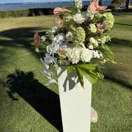 Pedestal Set with Floral Decor