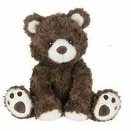 Brown teddy bear with white muzzle and paw pads