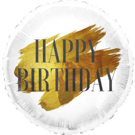 18" Gold Brushed Happy Bithday Mylar