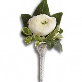 Accent on Blissful White Boutonniere