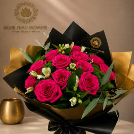 1 Dozen Handheld Bouquet - Hot Pink 