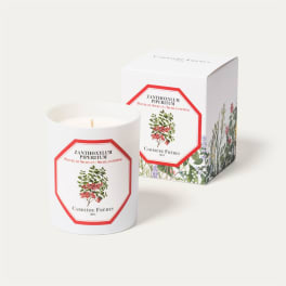 White scented candle in a glass jar with a matching box