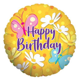 "Happy Birthday" Mylar Daisies and Butterflies Balloon