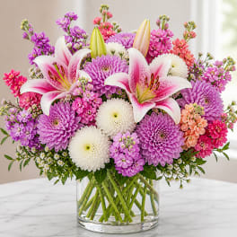 Blush & Lavender Lily Garden Vase