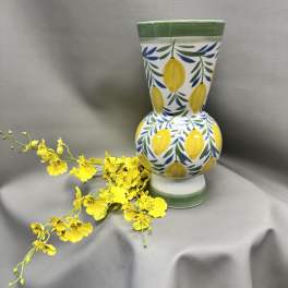 Hand-Painted Lemon Vase.12" H x 6 1/4" Dia
