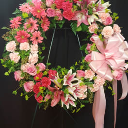 Pink Sympathy Wreath