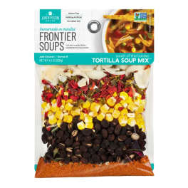 Bag of tortilla soup mix with colorful dried ingredients