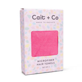 Boxed set of pink microfiber hair towels