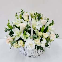 White Basket of Blooms