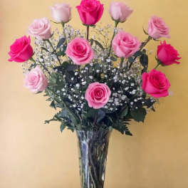 Classic Dozen Mixed Pink Roses