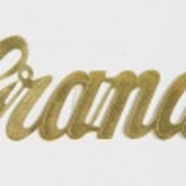 Gold script word "Grand" on a white background