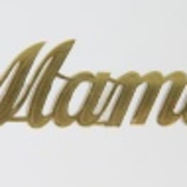 Gold script reading "Mama" on a white background