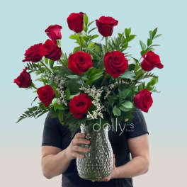 Classic Dozen Long-Stem Red Rose Bouquet
