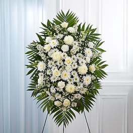 Deepest Sympathies White Standing Spray