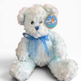 Fuzzy Blue Bear with Bow