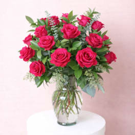 Two Dozen Premium Hot Pink Roses Luxury Arrangement