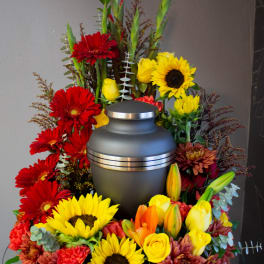 FUNERAL URN WREATH - Sunflowers & Love 95