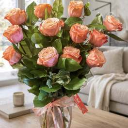 Luxury Peach Kahala Garden Roses | Premium Romantic Rose Bouquet | Same-Day Orange County Flower Delivery