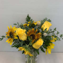 Sunflowers and Roses