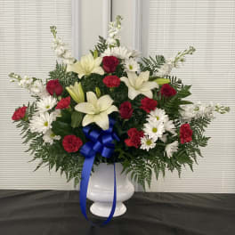 Red White And Blue Sympathy Standing Basket