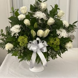 Heartfelt Sympathies White Standing Basket