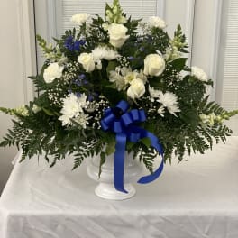 Heartfelt Sympathies Blue & White Mache
