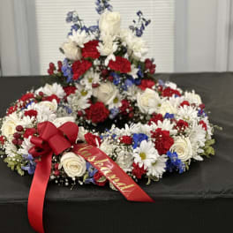 Cremation Wreath - Red, White and Blue