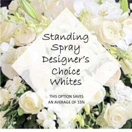 White standing spray with roses and lilies