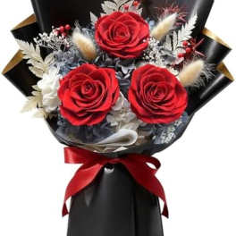 Preserved Flowers- Red and White Bouquet