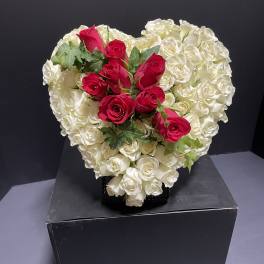 White Mini Heart with Colored Accent Sash