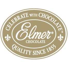 Elmer Chocolate logo on a tan oval label