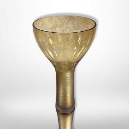 Gold-toned glass vase with a flared top and narrow stem