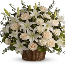 All White Basket Arrangement