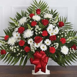 Red & white sympathy Arrangement
