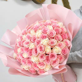 PROMO Roses Bouquet Pink and White