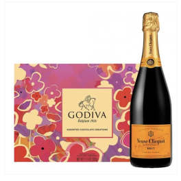 Godiva chocolates and veuve Clicqout champagne