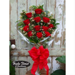 Bouquet of red roses with a large red bow