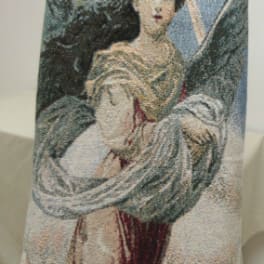 Decorative gift bag with an angel illustration and ribbon bow
