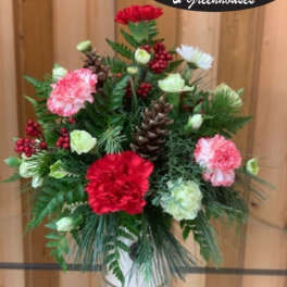 Candle Flower Arrangement - seasonal flowers