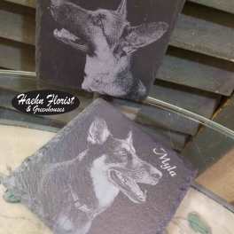 4 piece slate coaster set - Engraved