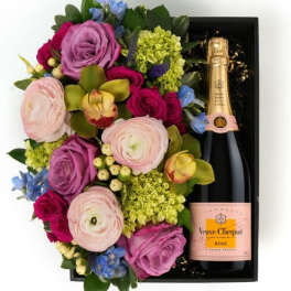 Flora Box Pastel Veuve Clicquot Rose
