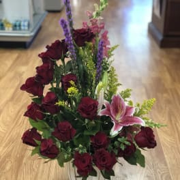 Red roses stairway