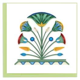 Decorative paper floral design on a white card with a green border