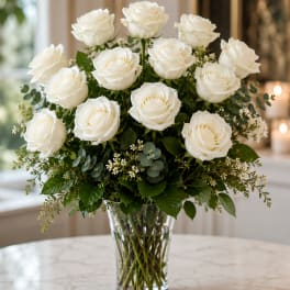 Classic Dozen White Roses