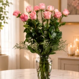 Dozen Long Stemmed Pink Roses