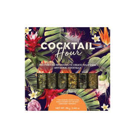 Cocktail Hour botanical infusion gift box with tropical floral artwork