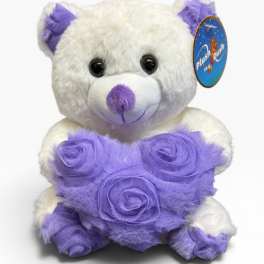 White Bear with Lavender Heart