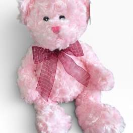 Fuzzy Pink Bear with Bow